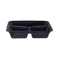 Black Base Rectangular 3 - Compartment Container 300 Pieces - hotpackwebstore.com - Black Base Containers