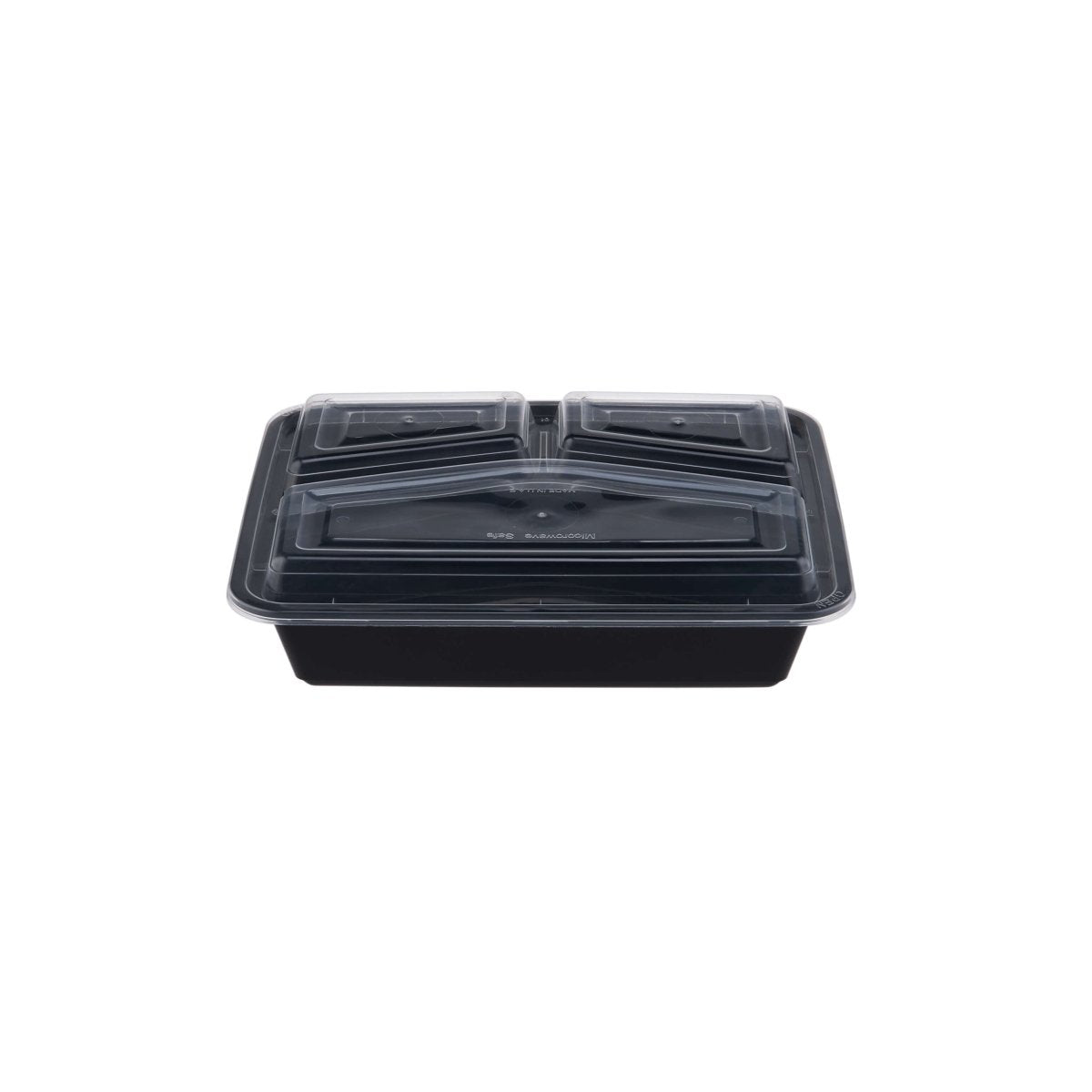 Black Base Rectangular 3 - Compartment Container 300 Pieces - hotpackwebstore.com - Black Base Containers