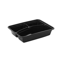 Black Base Rectangular 3 - Compartment Container 300 Pieces - hotpackwebstore.com - Black Base Containers