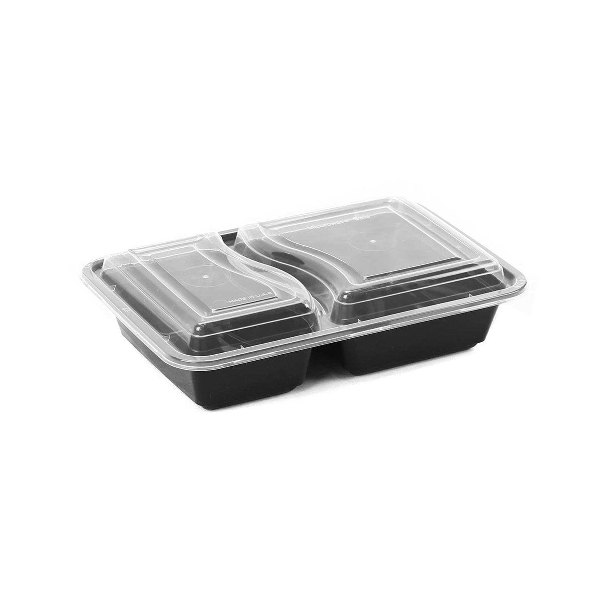 Black Base Rectangular Compartment Microwavable Container - hotpackwebstore.com - Black Base Containers