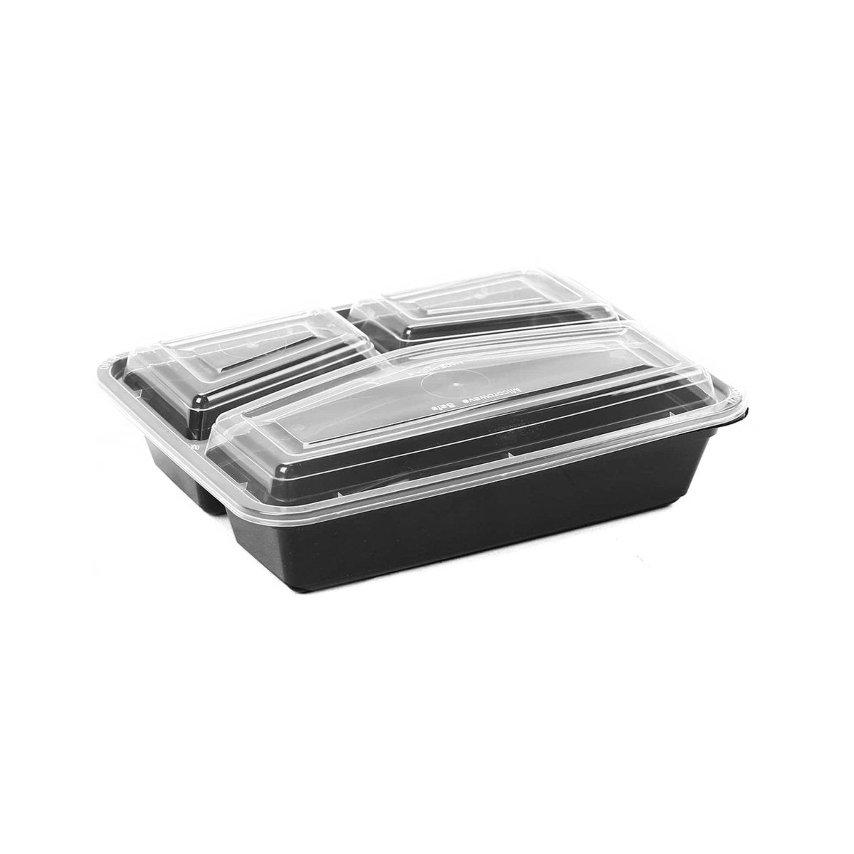 Black Base Rectangular Compartment Microwavable Container - hotpackwebstore.com - Black Base Containers