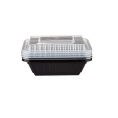 Black Base Rectangular Container 12 Oz 300 Pieces - hotpackwebstore.com - Black Base Containers