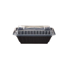 Black Base Rectangular Container 12 Oz 300 Pieces - hotpackwebstore.com - Black Base Containers