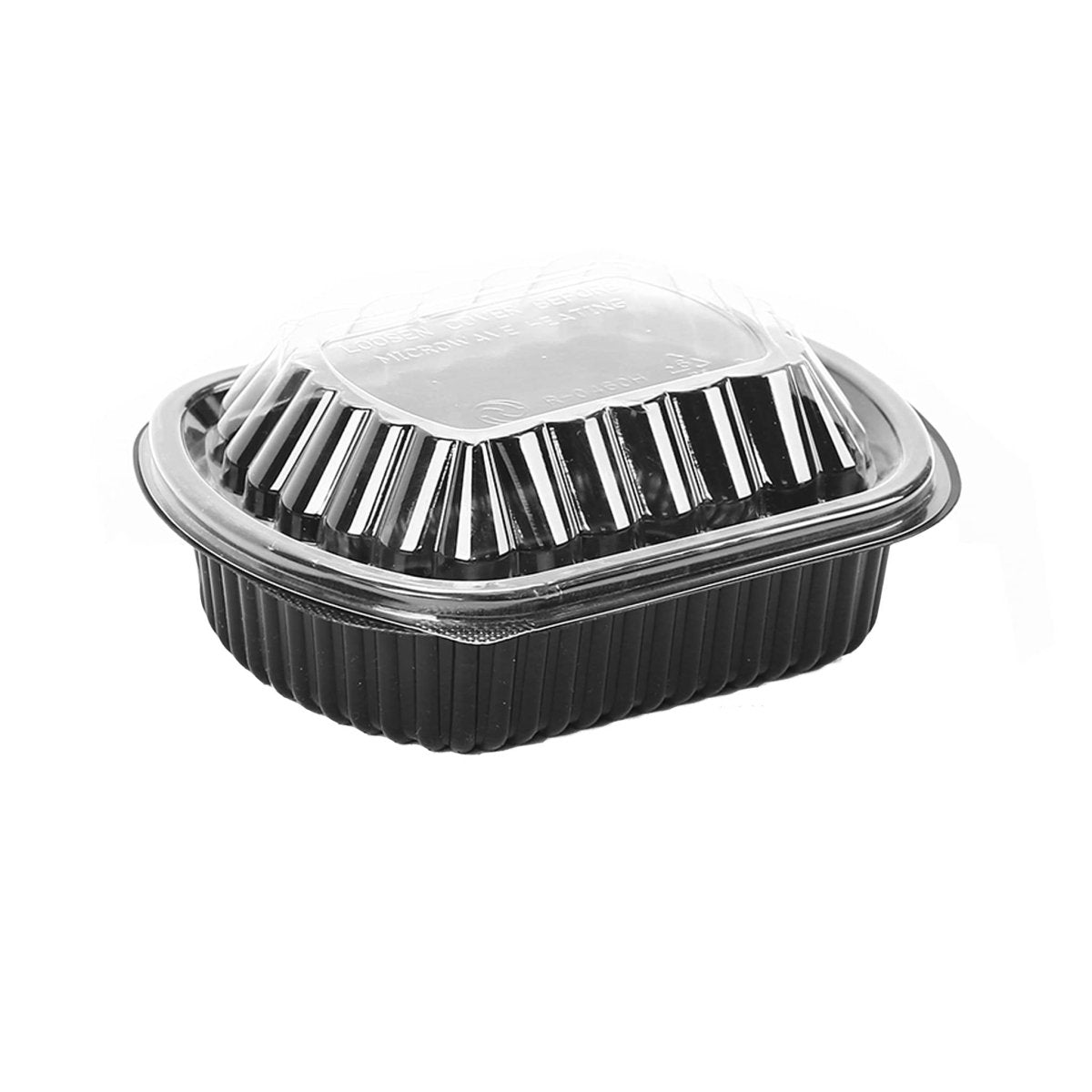 Black Base Rectangular Container 12 oz with Lids 250 Pieces - hotpackwebstore.com - Black Base Containers