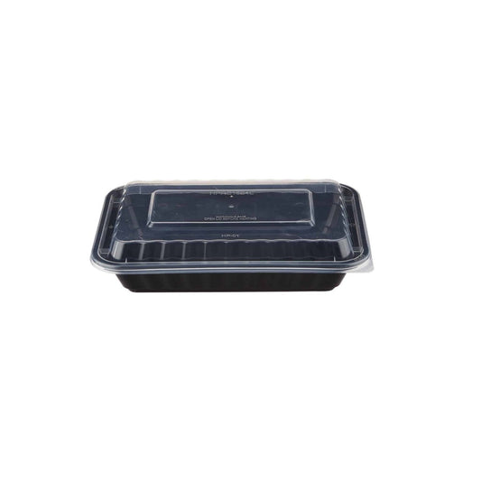 Black Base Rectangular Container 16 Oz 300 Pieces - hotpackwebstore.com - Black Base Containers