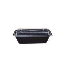 Black Base Rectangular Container 24 Oz 300 Pieces - hotpackwebstore.com - Black Base Containers