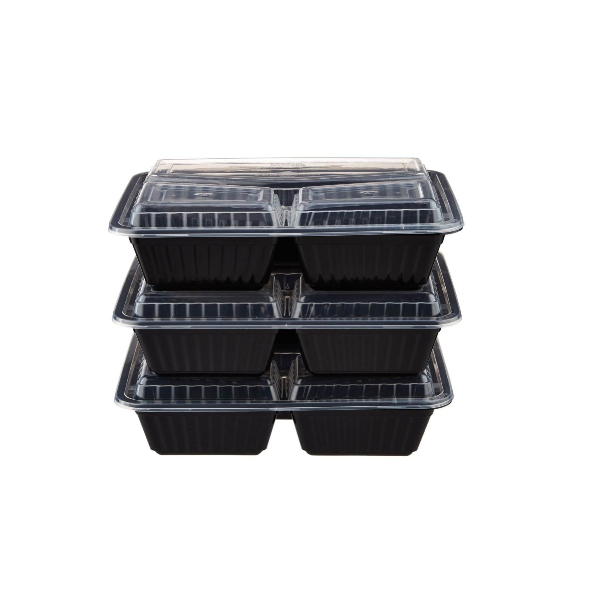 Black Base Rectangular Container 3 Compartments 300 Pieces - hotpackwebstore.com - Black Base Containers