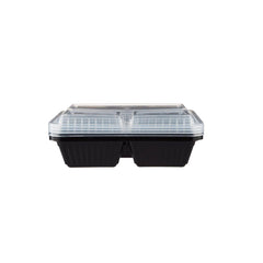 Black Base Rectangular Container 3 Compartments 300 Pieces - hotpackwebstore.com - Black Base Containers