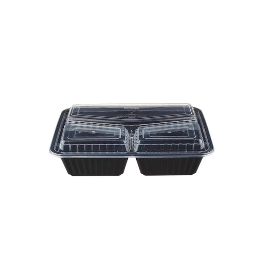 Black Base Rectangular Container 3 Compartments 300 Pieces - hotpackwebstore.com - Black Base Containers