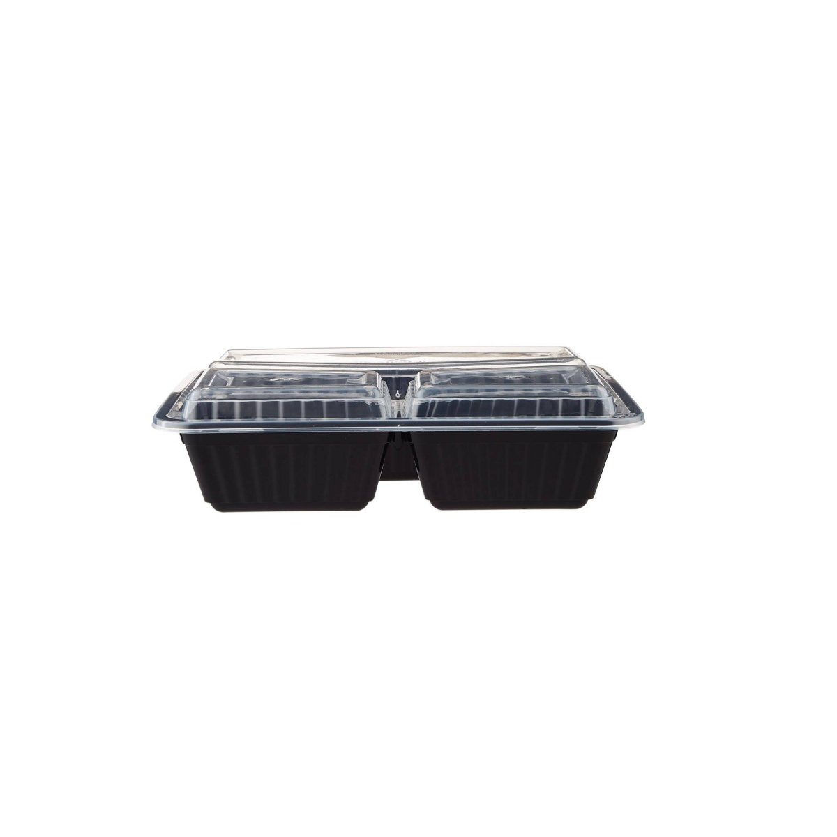 Black Base Rectangular Container 3 Compartments 300 Pieces - hotpackwebstore.com - Black Base Containers