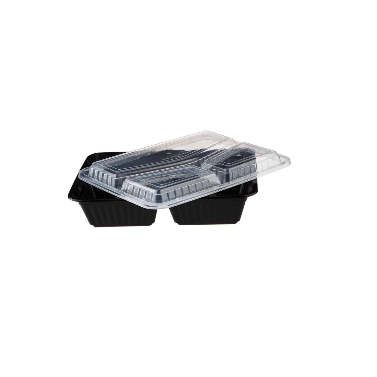 Black Base Rectangular Container 3 Compartments 300 Pieces - hotpackwebstore.com - Black Base Containers