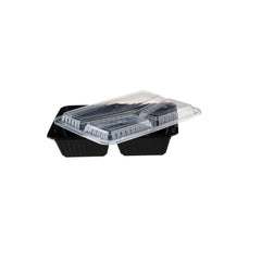 Black Base Rectangular Container 3 Compartments 300 Pieces - hotpackwebstore.com - Black Base Containers