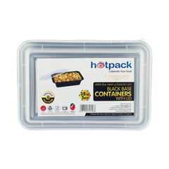 Black Base Rectangular Container With lid 5 Pieces - hotpackwebstore.com - Black Base Containers