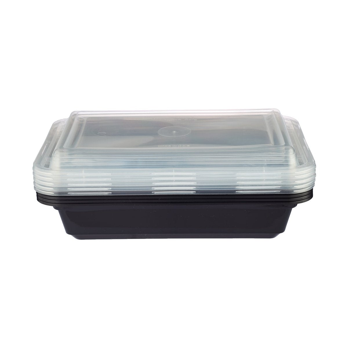 Black Base Rectangular Container With lid 5 Pieces - hotpackwebstore.com - Black Base Containers