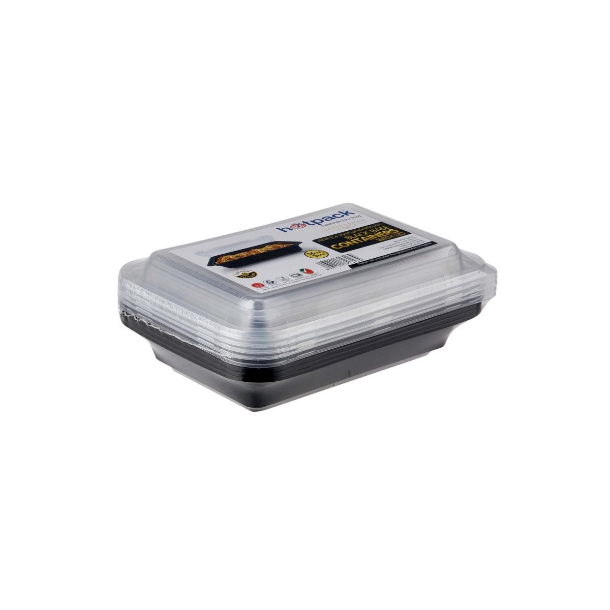 Black Base Rectangular Container With lid 5 Pieces - hotpackwebstore.com - Black Base Containers