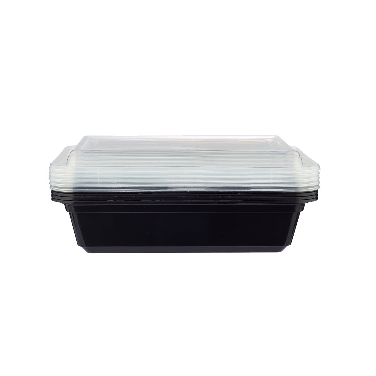 Black Base Rectangular Container With lid 5 Pieces - hotpackwebstore.com - Black Base Containers