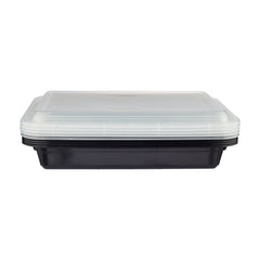 Black Base Rectangular Container With lid 5 Pieces - hotpackwebstore.com - Black Base Containers