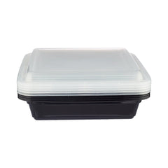 Black Base Rectangular Container With lid 5 Pieces - hotpackwebstore.com - Black Base Containers