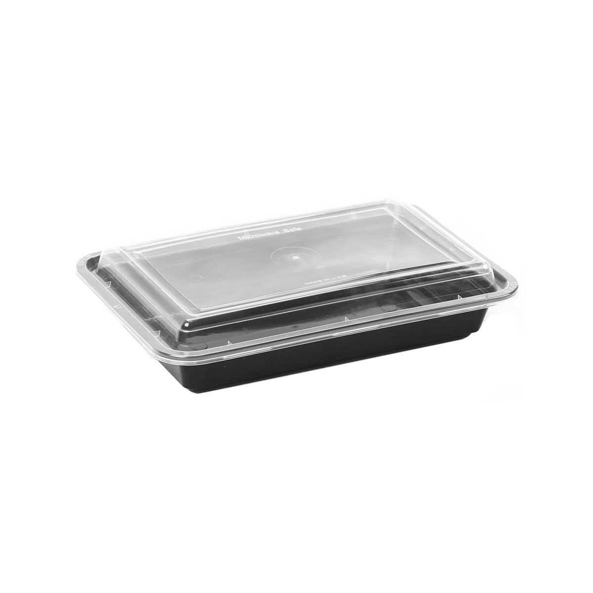 Black Base Rectangular Microwave Container with Lid - hotpackwebstore.com - Black Base Containers