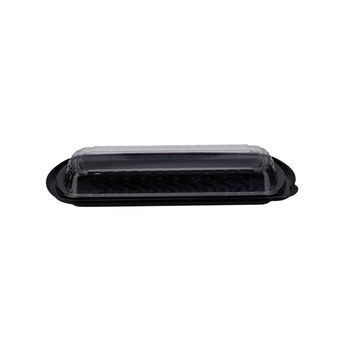 Black Base Rib Container With Lid 125 Pieces - hotpackwebstore.com - Black Base Containers