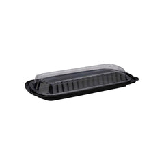 Black Base Rib Container With Lid 125 Pieces - hotpackwebstore.com - Black Base Containers