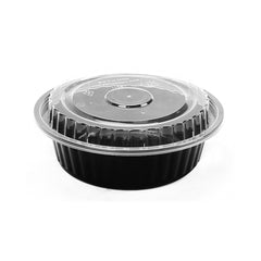 Black Base Round Container 16 oz with Lids 150 Pieces - hotpackwebstore.com - Black Base Containers