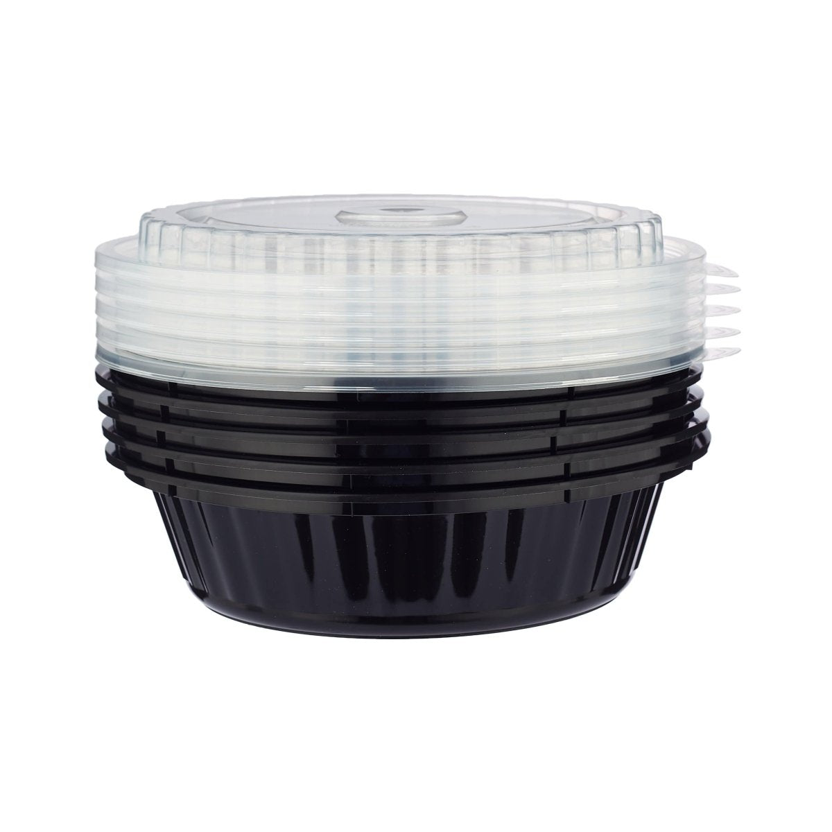 Black Base Round Container 24 oz with Lids 150 Pieces - hotpackwebstore.com - Black Base Containers