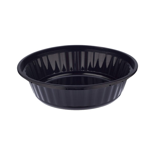 Black Base Round Container 32 oz with Lids 150 Pieces - hotpackwebstore.com - Black Base Containers