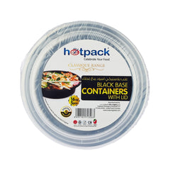 Black Base Round Container With lid 5 Pieces - hotpackwebstore.com - Black Base Containers