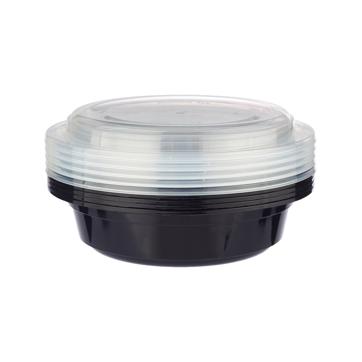 Black Base Round Container With lid 5 Pieces - hotpackwebstore.com - Black Base Containers