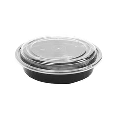 Black Base Round Container With lid 5 Pieces - hotpackwebstore.com - Black Base Containers