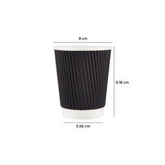 Black Ripple Paper Cups - hotpackwebstore.com - Ripple Paper Cups