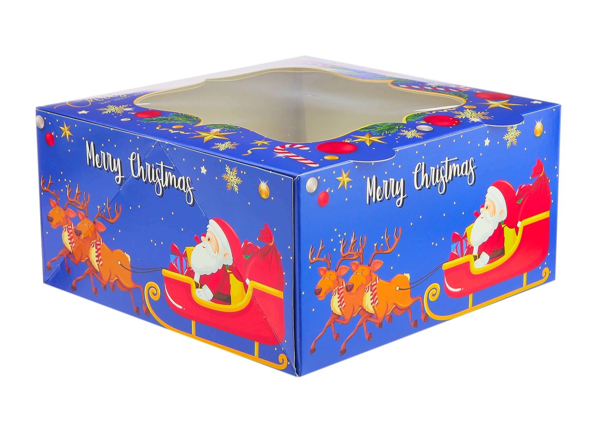 Christmas Cake Box with Window 5 Pieces - hotpackwebstore.com - Cake Boxes