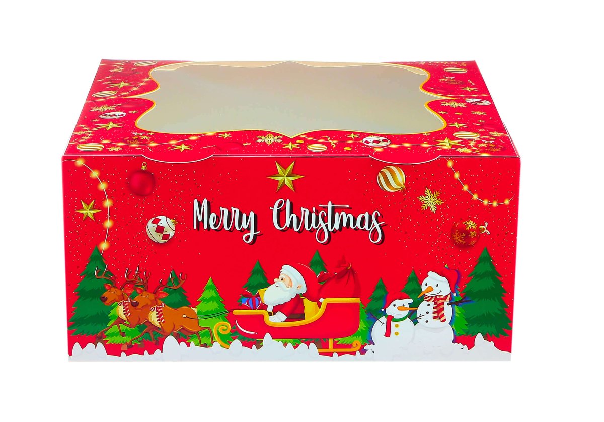 Christmas Cake Box with Window 5 Pieces - hotpackwebstore.com - Cake Boxes