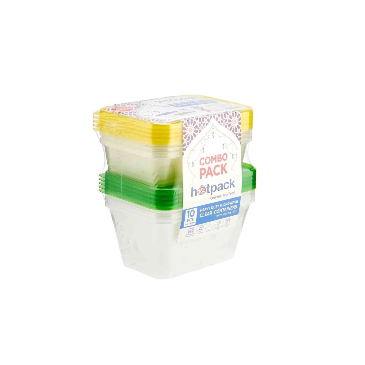 Clear Heavy Duty Microwave Container With Color Lid Combo Pack 500ml + 1000ml - hotpackwebstore.com - Microwavable Containers