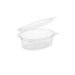 Clear Hinged Oval Container 250 Pieces - hotpackwebstore.com - Plastic Hinged Container