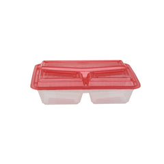 Clear Ribbed Rectangular Microwave Compartment Container with Color Lids 5 Pieces - hotpackwebstore.com - Black Base Containers