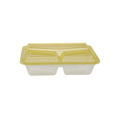 Clear Ribbed Rectangular Microwave Compartment Container with Color Lids 5 Pieces - hotpackwebstore.com - Black Base Containers