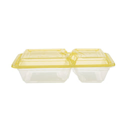 Clear Ribbed Rectangular Microwave Compartment Container with Color Lids 5 Pieces - hotpackwebstore.com - Black Base Containers