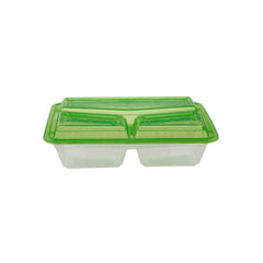 Clear Ribbed Rectangular Microwave Compartment Container with Color Lids 5 Pieces - hotpackwebstore.com - Black Base Containers