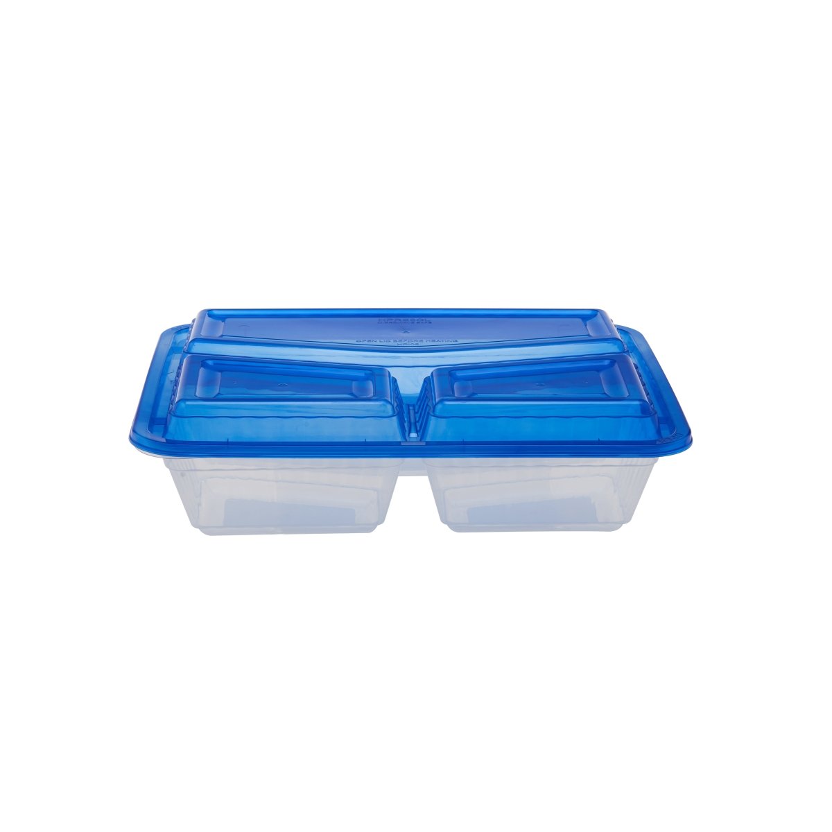 Clear Ribbed Rectangular Microwave Compartment Container with Color Lids 5 Pieces - hotpackwebstore.com - Black Base Containers