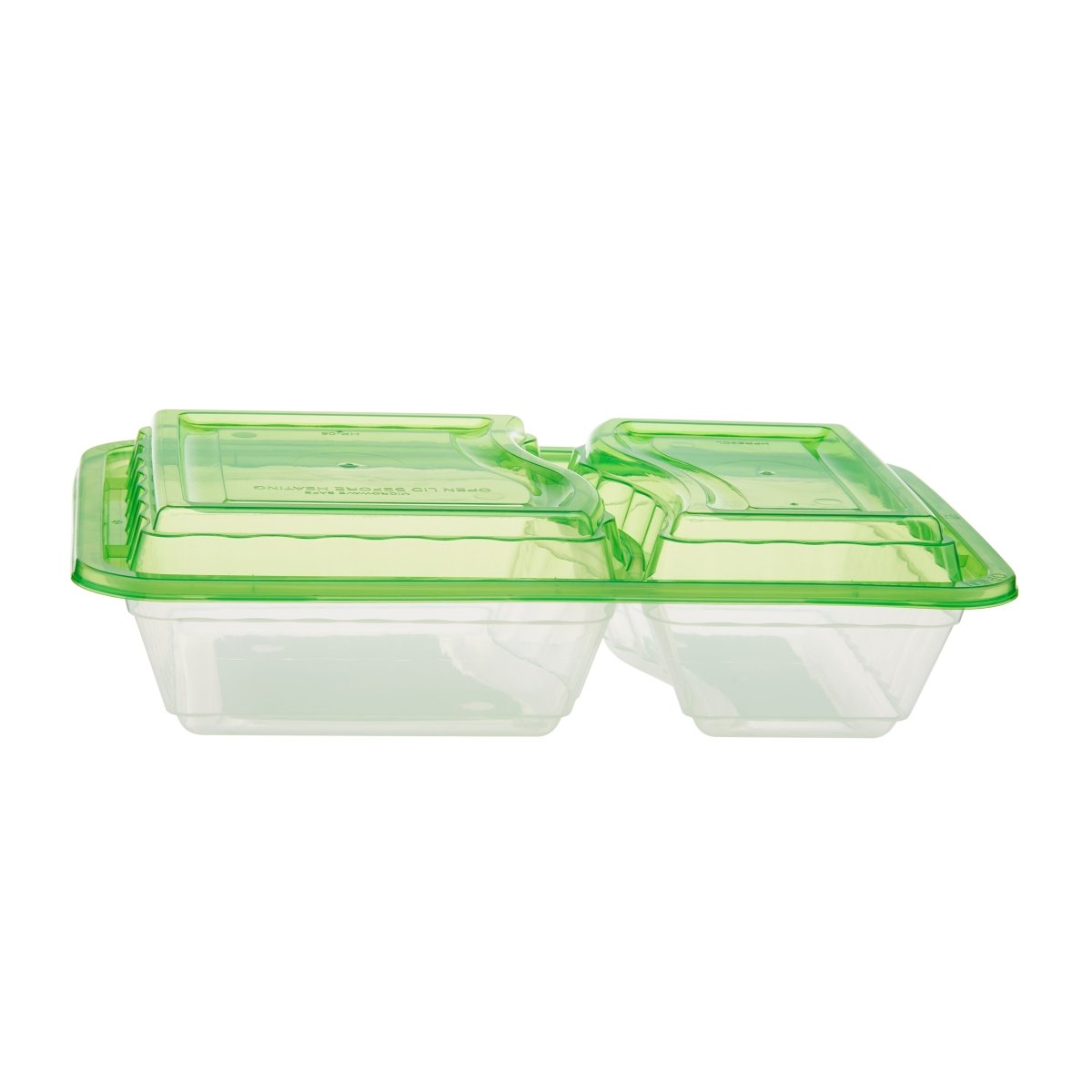 Clear Ribbed Rectangular Microwave Compartment Container with Color Lids 5 Pieces - hotpackwebstore.com - Black Base Containers