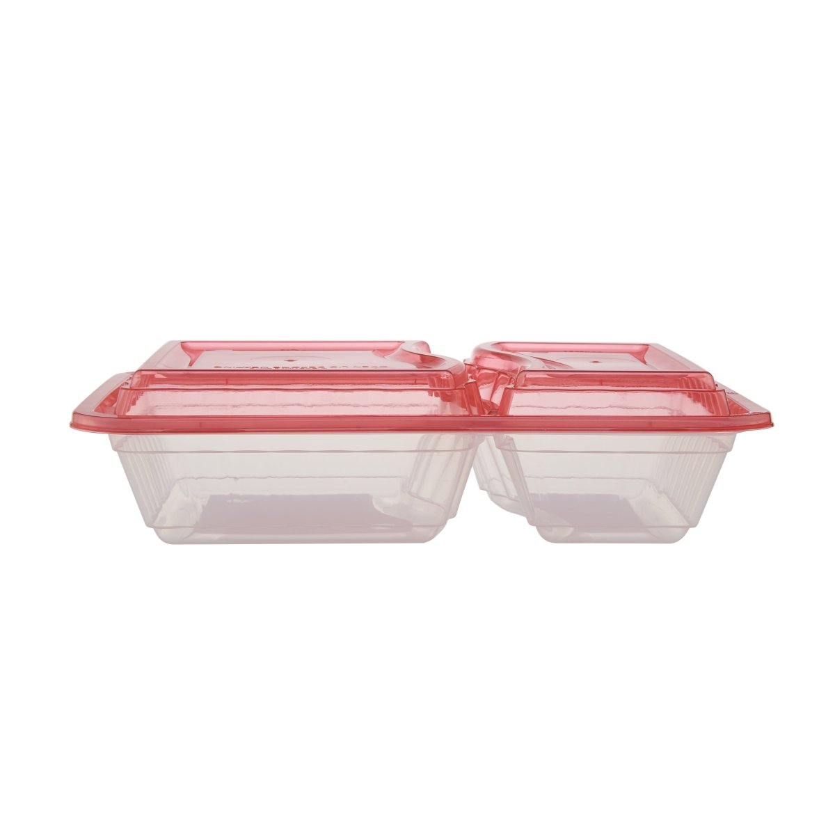 Clear Ribbed Rectangular Microwave Compartment Container with Color Lids 5 Pieces - hotpackwebstore.com - Black Base Containers