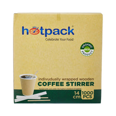 Disposable Individually Wrapped Wooden Coffee Stirrer - hotpackwebstore.com - Wooden Coffee Stirrer