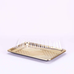 Gold Base Rectangle Cake Container With Lid - hotpackwebstore.com - Cake Containers