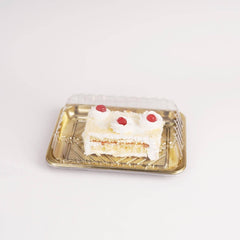 Gold Base Rectangle Cake Container With Lid - hotpackwebstore.com - Cake Containers