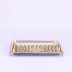 Gold Base Rectangle Cake Container With Lid - hotpackwebstore.com - Cake Containers