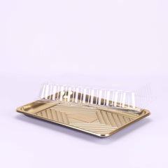 Gold Base Rectangle Cake Container With Lid - hotpackwebstore.com - Cake Containers