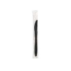 Heavy Duty Knife Black Plastic Individually Wrap 500 Pieces - hotpackwebstore.com - Plastic Cutleries