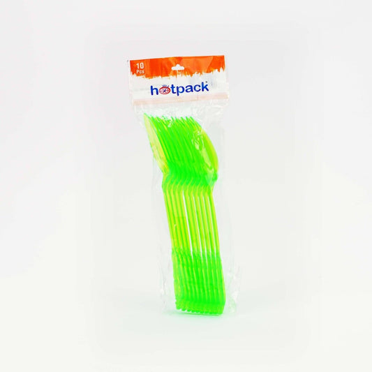 Heavy Duty Neon Plastic Spoon 10 Pieces - hotpackwebstore.com - Plastic Products